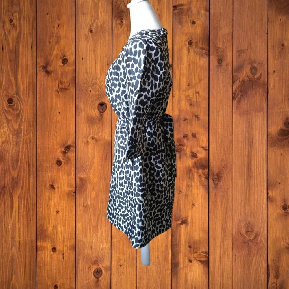 Kate Spade Size 8 Dorothy Silk Leopard Print Cutout Back Belted Dress Classic
